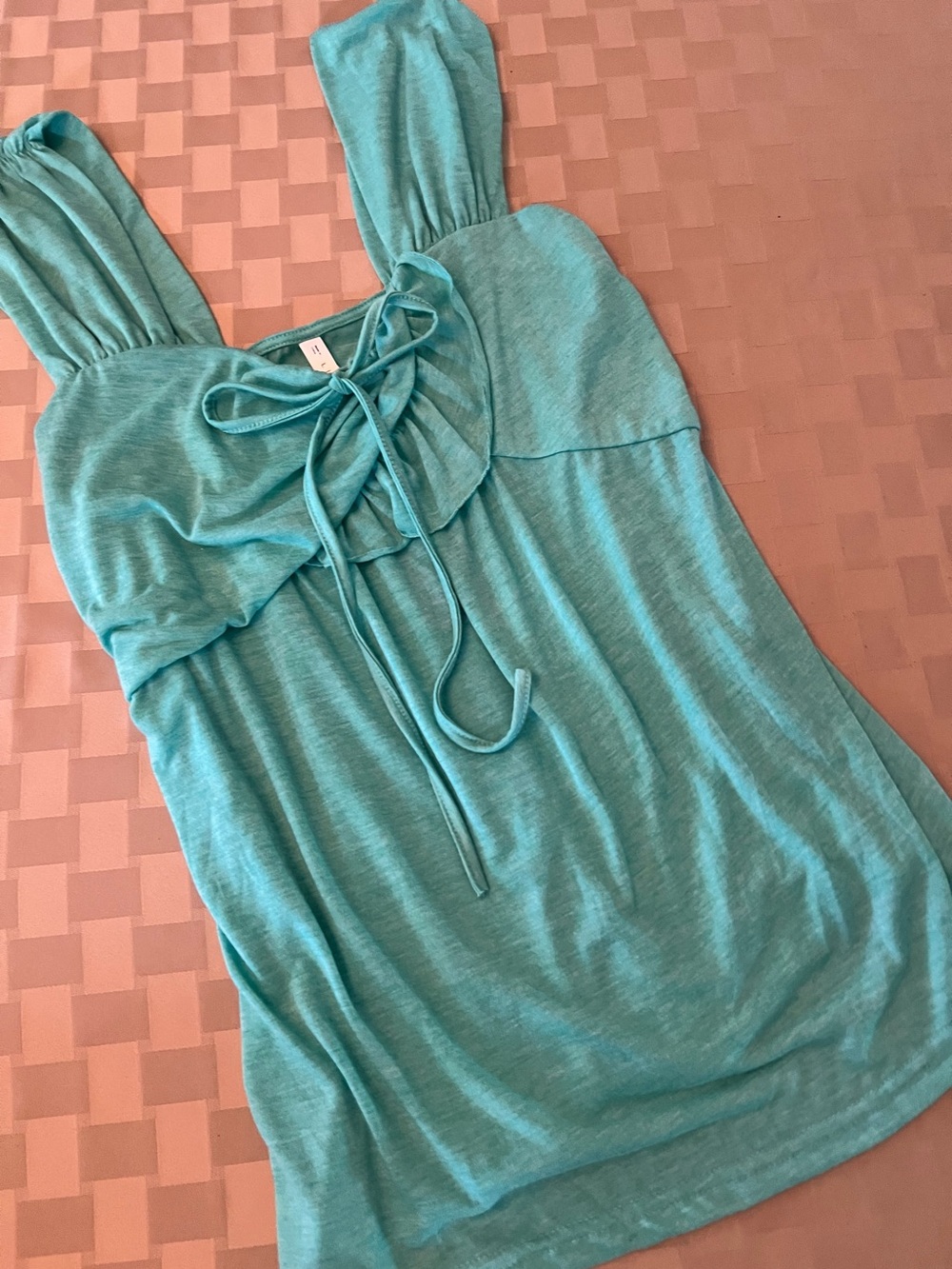Women’s Soft Turquoise Tie-Front Tank Top NWT L